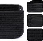 Small Storage Baskets for Organizing | Closet Organizer Bins | Shelf Toy Basket | Woven Rope Baskets | Cube Decorative Box | Shallow Basket | 13x8.5x5.1” | 3 Packs Black