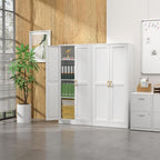 Kitchen Pantry Cabinet,60”White Metal Pantry Storage Cabinet with Doors and 4 Adjustable Shelves,Kitchen Cabinet with 2 Gold Handles,Tall Cabinets for Livingroom, Bathroom