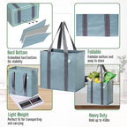 VENO 2-4 Pack Reusable Grocery shopping Bags, Small Tote Bag w/Handle Hard Bottom, Heavy Duty, Foldable Carrier