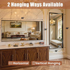 60"x28" Black Framed Bathroom Mirror, Large Rectangular Vanity Mirror, Aluminum Metal Frame, Wall Farmhouse Modern Wall-Mounted Mirrors for Bathroom, Bedroom, Living Room, Over Sink