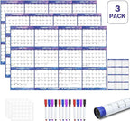 3pcs 32" x 48" 2026 Wall Calendar Dry Erase - Large Starry Sky Calendar Wet & Dry Erasable Laminated 12 Month Annual Yearly Planner, Reversible, Horizontal/Vertical (2026 Wall Calendar)