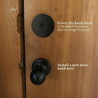 Door Hole Cover Plate Black, 2-5/8" Diameter Solid Steel, Hole Filler Plate - 1 Pack
