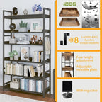HCHQHS Bookshelf, Adjustable Industrial Bookcase, Vertical Tall Book Shelf, Wood and Black Metal Open Bookshelves for Home Office, Living Room, Bedroom (Black, 6-Tier (31" W x 70" H))
