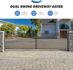 ZUMI Dual Swing Driveway Gate, 18x6 ft. Outdoor Steel Fence for Home Security, Heavy-Duty Weatherproof Iron Kit, Brooklyn Style