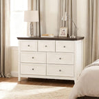 BLANKSPACE 7 Drawer Dresser, Modern Farmhouse Dresser Chest of Drawer for Bedroom, Chest of Drawers Storage Cabinet for Living Room, Entryway, Hallway, Antique White