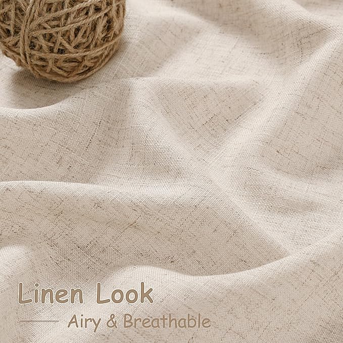 Nanspring 108 Inch Long Curtains for Living Room Cream Beige Linen Modern Farmhouse Decor Light Filtering Semi Sheer Curtain Back Tab Luxury Floor to Ceiling High Window for Bedroom 52x108, 2 Panels