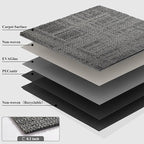 20" X 20" Carpet Tiles, Carpet Squares, 24 Tiles/64.5 Sq.Ft per Box, Floor Carpet Tiles for Home Office Industry, Geometric-Light Grey