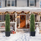 THE BLOOM TIMES 6FT Tall Artificial Cedar Topiary Trees Set of 2, UV Resistant Large Faux Cypress Evergreen Plants for Outdoor Planters, Realistic Fake Bushes & Shrubs for Front Porch Christmas Decor