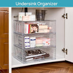 Vtopmart 4 Pack Large Stackable Storage Drawers,Easily Assemble Acrylic Bathroom Closet Undersink Organizers and Storage,Plastic Storage Bins for Kitchen Cabinets,Pantry,Makeup,Medicine Organization