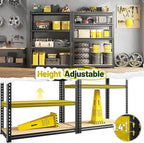 48" H Storage Shelves 31.5" W Garage Shelving Adjustable 1600LBS Metal Shelving Heavy Duty 4 Tier Garage Shelves for Pantry Kitchen Closet Basement Warehouse