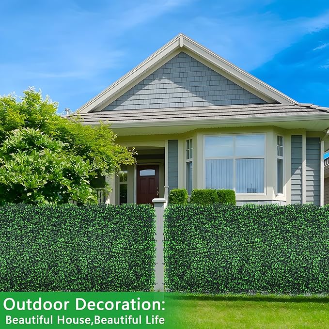 Boxwood Roll Panels, 48"x140" Artificial Ivy Privacy Fence Screen, UV-Anti Faux Boxwood Roll Grass Wall Panels for Garden Patio Balcony Privacy