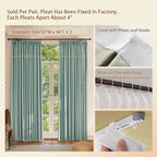 Textured Linen Pencil Pleated 100% Blackout Curtains for Bedroom/Living Room Blackout Curtains 120 Inches Long, Energy Saving Window Treatment Curtains,100Wx120Lx2,Green
