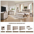 T4TREAM Farmhouse 5 Drawers Dresser for Bedroom, 47" Tall Wood Rustic Chest of Drawers, Vintage Design with Metal Handle, Light Rustic Oak
