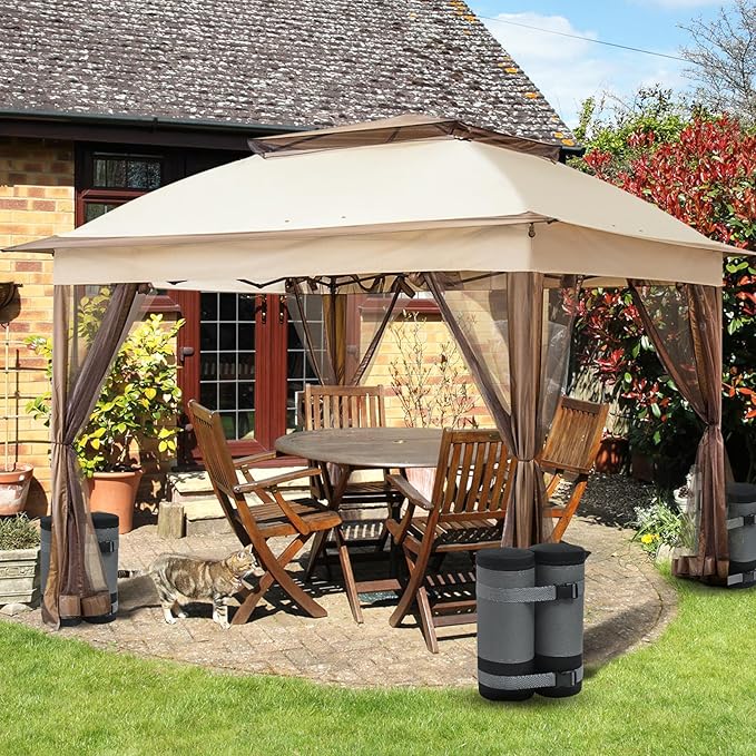 COOS BAY Canopy Weights Set of 4, 180 lbs, Sand Bags for Weight, Sandbag Weights for Canopy Tent Legs, 600D Heavy Duty Gazebo Weights, Sand NOT Included, Gray