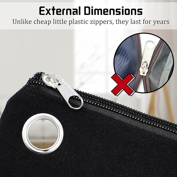 10 Pcs Interoffice Mailer Canvas Transit Sack Zipper Bag 18" x 14" Large Zipper Pouch with Grommet Interoffice Mail Bag (Black)