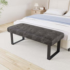 JIEXI 45.3'' Upholstered Quality Cloth Fabrics Bench with Metal Leg, Button Tufted Design Footstool, Waiting Bedroom Room Reception Bench, Office Chair, for Entryway and Kitchen