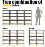 PrimeZone Storage Shelves 5 Packs 5 Tier Adjustable Garage Storage Shelving, Heavy Duty Metal Storage Utility Rack Shelf Unit for Warehouse Pantry Closet Kitchen, 28" x 12" x 59", Black