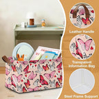 Pink Butterfly Storage Bins with Handles, Collapsible Storage for Clothes, Gift Basket, Blankets & Closet Organization