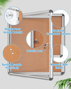 Mifuro 2 Pack 28"x26" Enclosed Bulletin Board, Lockable Weather-Resistant Aluminum Cork Noticeboard for School & Office, Silver Frame w/Cork