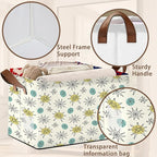 Mid Century Modern Storage Basket Large 17x11.5x10.5 Inche-Collapsible Fabric Organizer Bin with Handles for Living Room, Bedroom, Blankets-Decorative Hamper with Vintage Geometric Design-Single Pack