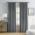 DUALIFE Full Blackout Pinch Pleated Curtains Dark Grey, Back Tab with Hooks, Thermal Insulated Track Curtains for Bedroom Living Room,40" Wx84 L, 2 Panels