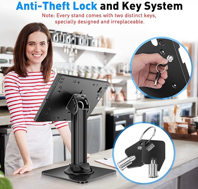 AboveTEK Anti Theft Desktop Kiosk Tablet Security Stand, Compatible with 10.2 and 10.5" Tablets Black