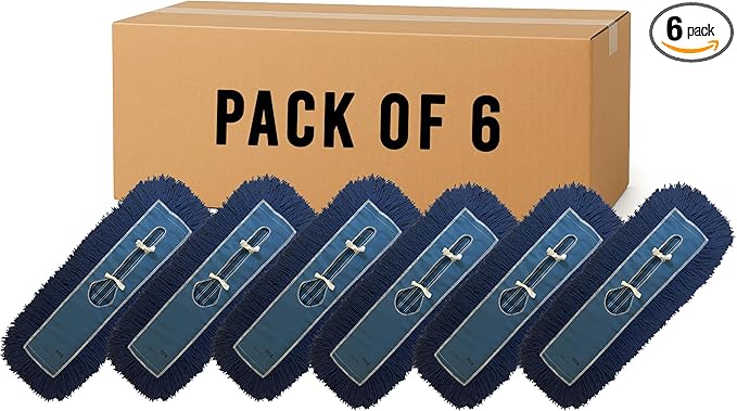 Heavy-Duty Industrial Closed-Loop Dust Mops - 6 Pack (Blue) - 24 Inch