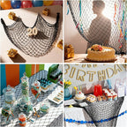 Decorative Fishing Net 80x40 Inch,Patioland Large Black Picture Fish Net, Wall Photo Hanging Fishnet for Nautical Mermaid Pirate Ocean Themed Hawaii Beach Under The Sea Party Decorations (1PCS)