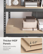 SONGMICS 5-Tier Storage Shelves, Load 2310 lb, Garage Storage, Boltless Assembly, Adjustable Shelving Unit, 23.6 x 47.2 x 70.9 Inches, for Study Shed Basement, Gray and Natural Beige UGLR600G01
