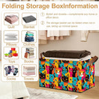 32L Large Storage Bins with Handles, Cute Animal Basket Organizer for Shelves, Closet, Books, Laundry & Home Decor (Abstract Cat)