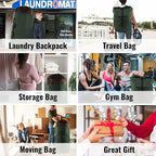 Laundry Bag Backpack, 125L Extra Large Travel Laundry Bags with Shoulder Straps, Adjustable & Extendable Design, Laundry Hamper Bag with 3 Pockets for Laundromat, College, Travel