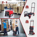2 in 1 Hand Truck Dolly Foldable,330LB Capacity Portable Folding Hand Cart,Hand Truck Foldable with Retractable Handle,Folding Dolly Cart with Wheels for Moving