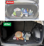 Elastic Cargo Net for SUV, Trunk Net with Hook, Car Net for Trailer, Truck Bed Netting Cover Storage,32" X 24" Stretch to 63"X43" for Universal Organizer, Luggage Cover