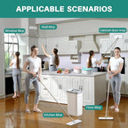 JOYMOOP Mop and Bucket with Wringer Set, Hands Free Flat Floor Mop and Bucket, with 5 Washable Microfiber Pads, Wet and Dry Use, Floor Cleaning System