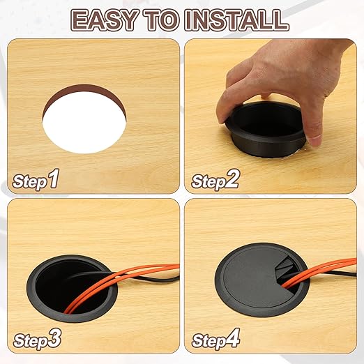 PATIKIL 3 Inch Desk Grommet, 4Pcs Cable Grommet Wire Management Cable Hole Cover Cord Organizer for Office Home Table Countertop, Yellow