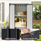 Aoxun 31x19 in Outdoor Storage Cabinet Metal Garden Shed with 2 Adjustable Shelves 3 Layer Indoor& Outdoor Waterproof Vertical Storage Shed for Patio Garden, Garage, Porch (Black, 22 Cu.Ft)