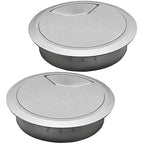 Desk Grommet 2-3/8" (60 mm), Desk Cord Hole Cover, Cable Grommet ABS Plastic, Desk Hole Grommet for Office and Home Table Cable, Detachable Adjustable Cable Cord Organizer (Silvery2 Pcs)