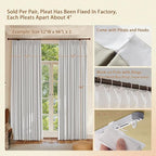Textured Linen Pencil Pleated 100% Blackout Curtains for Bedroom/Living Room Blackout Curtains 120 Inches Long, Energy Saving Window Treatment Curtains,120Wx120Lx2,White Beige