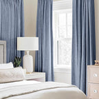 MIULEE Linen Texture Curtains for Bedroom Solid 100% Blackout Thermal Insulated Stone Blue Curtains Grommet Room Darkening Drapes Luxury Decor for Living Room Nursery 52x90 Inch (2 Panels)