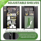 71'' Garage Storage Cabinet on Wheels Black Metal Tool Cabinets with Locking Doors and 3 Adjustable Shelves,Heavy Duty Tall Rolling Steel Cabinets for Garage Warehouse Basement Office