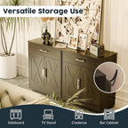SUNLEI Kitchen Buffet Sideboard Cabinet, Wooden Storage Cabinet with 2 Doors & 1 Drawers, Modern Farmhouse Coffee Bar Cabinet with Storage for Living Room, Adjustable Shelf, Brown