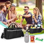 Trunab Water Bottle Carrier with Drawstring Buckle, 32/40 oz Cup Holder Bag with Detachable Divider, 3 Cup Carrier with Adjustable Shoulder Strap