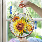8-Inch Stained Glass Ornament, Stained Glass Window Hanging, Suncatcher Window Hanging, Home Decor, Sunflower Ornament | Mother's Day, Christmas, Birthday | Gifts for Flower Lovers, Mom & Friend