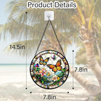 Stained Glass Window Hanging, Butterflies Flying in The Sky Suncatcher for Doors Home Sun Catchers Decoration and Christmas, Mother's Day Birthday Gifts for Women, Men, and Mom 7.8 in