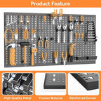 WALMANN Metal Pegboard Wall Tool Organizer Board with Pegboard Hooks, 24x48 in Tools Organizer Pegboard for Garage, Workbench, Peg Boards, Tool Storage Board with Hooks(Black)
