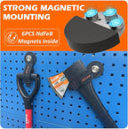 MUTUACTOR 2packs Magnetic Hooks Heavy Duty,Strong Magnet Garage Hook Large Capability for Hanging Cables Rubber Coating Mounting Magnet Storage Hooks for Garden Hoses Ropes Cordless Drills Tools Box