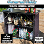 Commercial Grade Glowing Premium Portable Bar Table w/Mobile App, Wireless Remote, Bluetooth Connectivity, Folding Legs, Black Fabric Bar Skirt, 2 Storage Shelves & 2 Carrying Cases - Black Skirt