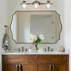 ANDY STAR 30"x48" Brushed Bronze Scalloped Mirror, Large Bathroom Mirror for Over Sink, Antique Bronze Mirror, Timeless Shape with Unique Flair, Ideal for Home Remodel (Vertically/Horizontally)