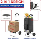 Shopping Cart, Super Loading Grocery Trolley, 220 lbs Capacity, Foldable Cart with Extra Large Black Shopping Bag Portable Grocery Utility Cart With Adjustable Bungee Cord