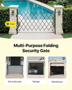 VEVOR Single Folding Security Gate, Lockable Scissor Gate with 360° Swivel Casters, Outdoor Barricade Steel Retractable Gates, for Entry Security, Garage, Warehouse & Pool, 74.80 x 51.57 in (W x H)